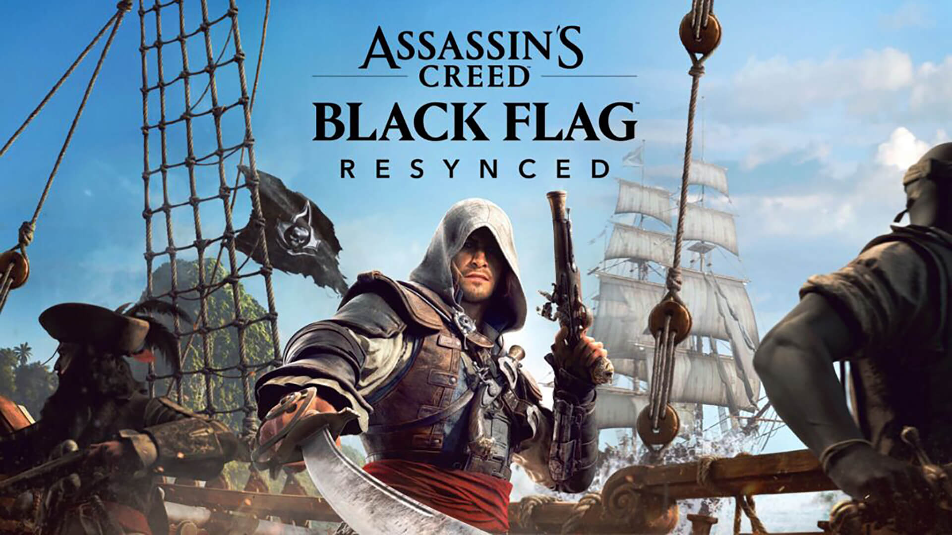 Assassin's Creed Black Flag Resynced Cover Art featuring Edward Kenway and Caribbean details