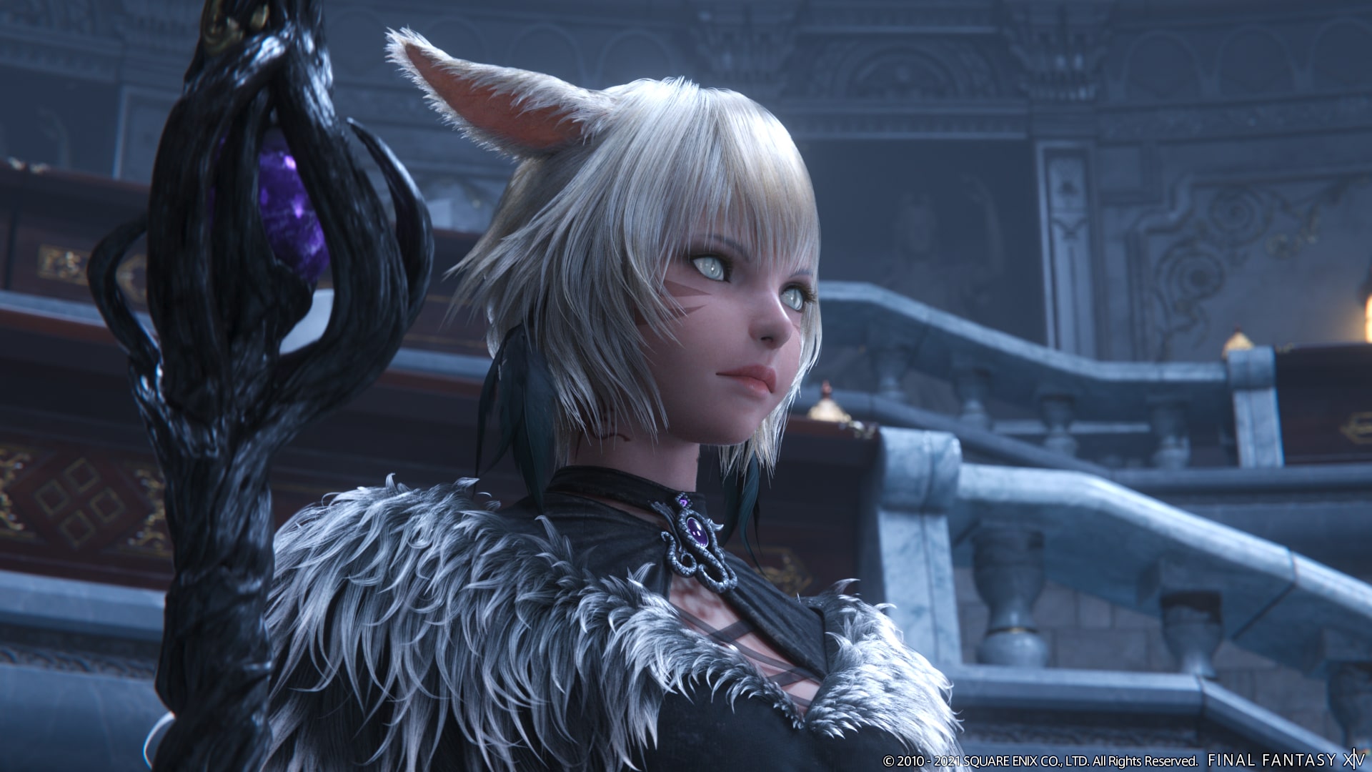 In-game screenshot of Final Fantasy XIV showcasing an epic fantasy world