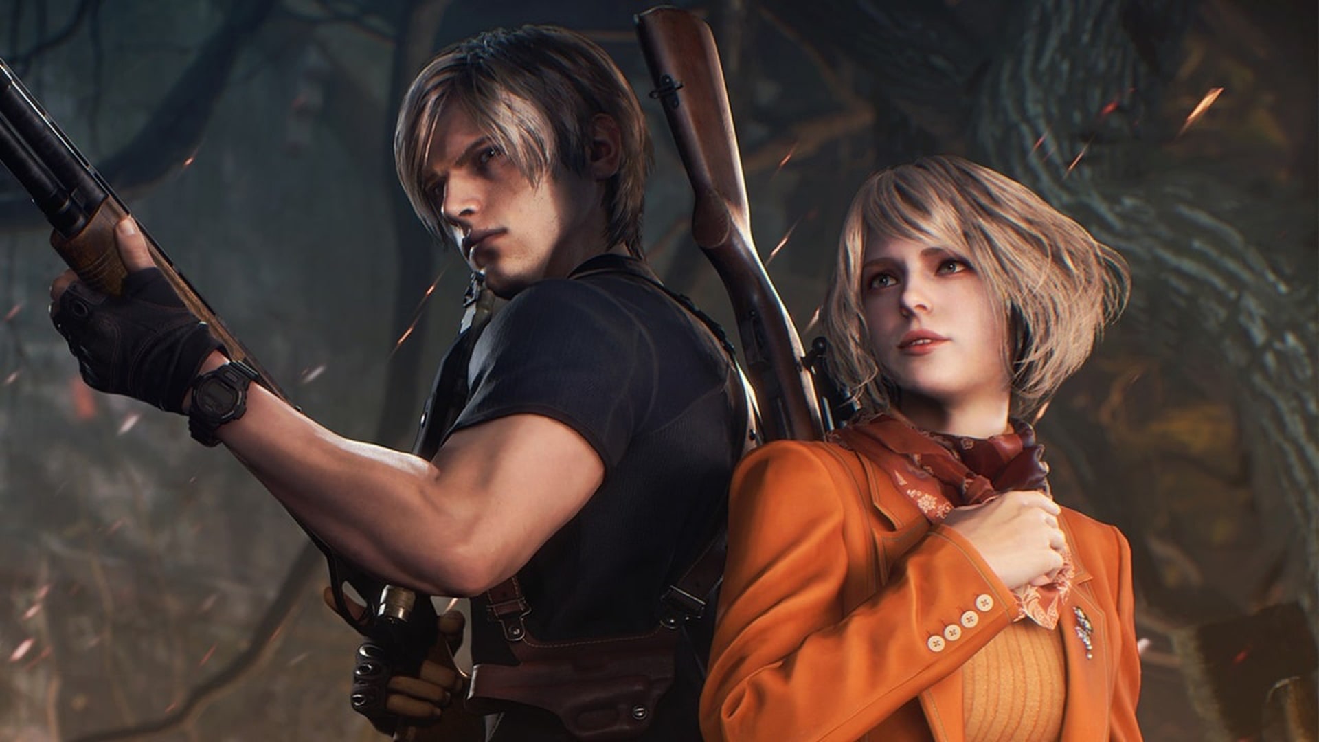 In-game screenshot of Resident Evil 4 Remake depicting intense survival horror action