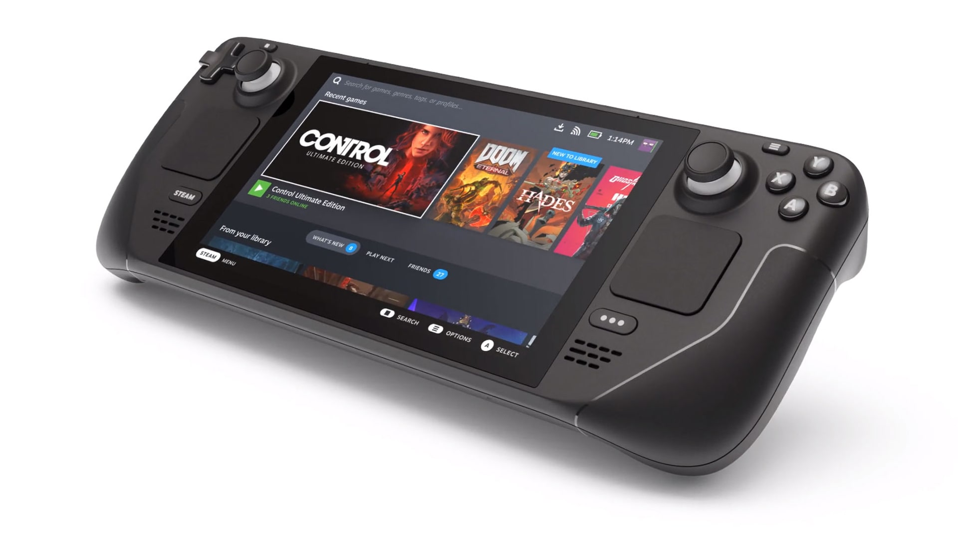 Image of the Steam Deck handheld gaming console
