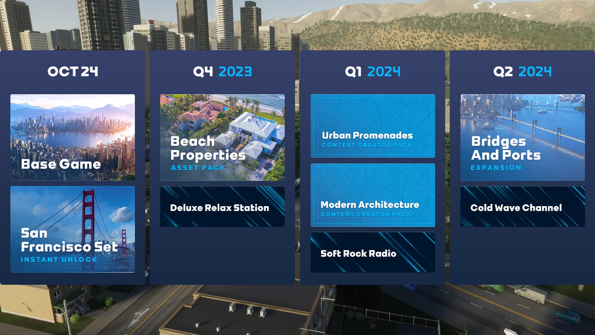 Cities Skylines 2 expansion pass details Promotional image detailing Cities Skylines 2 expansion pass content