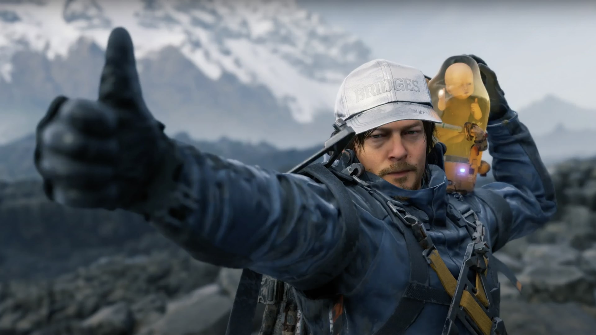 Norman Reedus giving a thumbs-up in Death Stranding