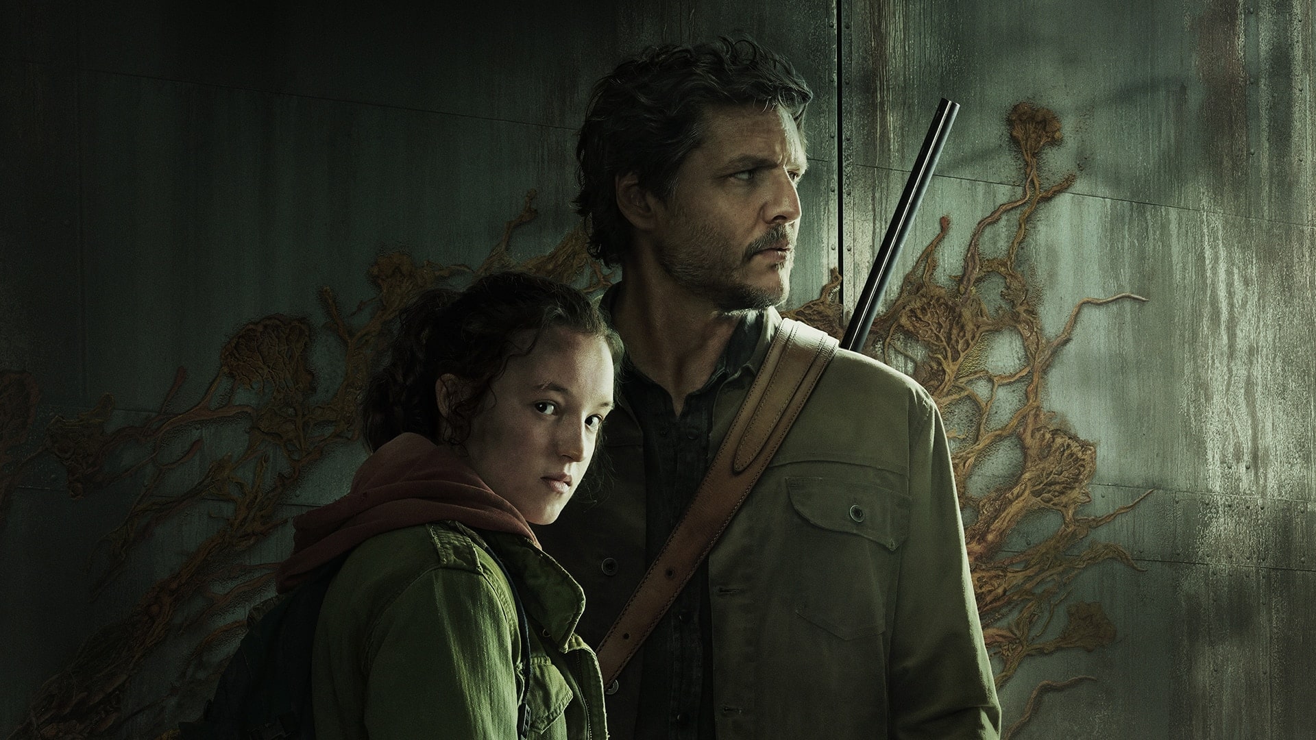 Promotional image for The Last of Us HBO Series showcasing main characters