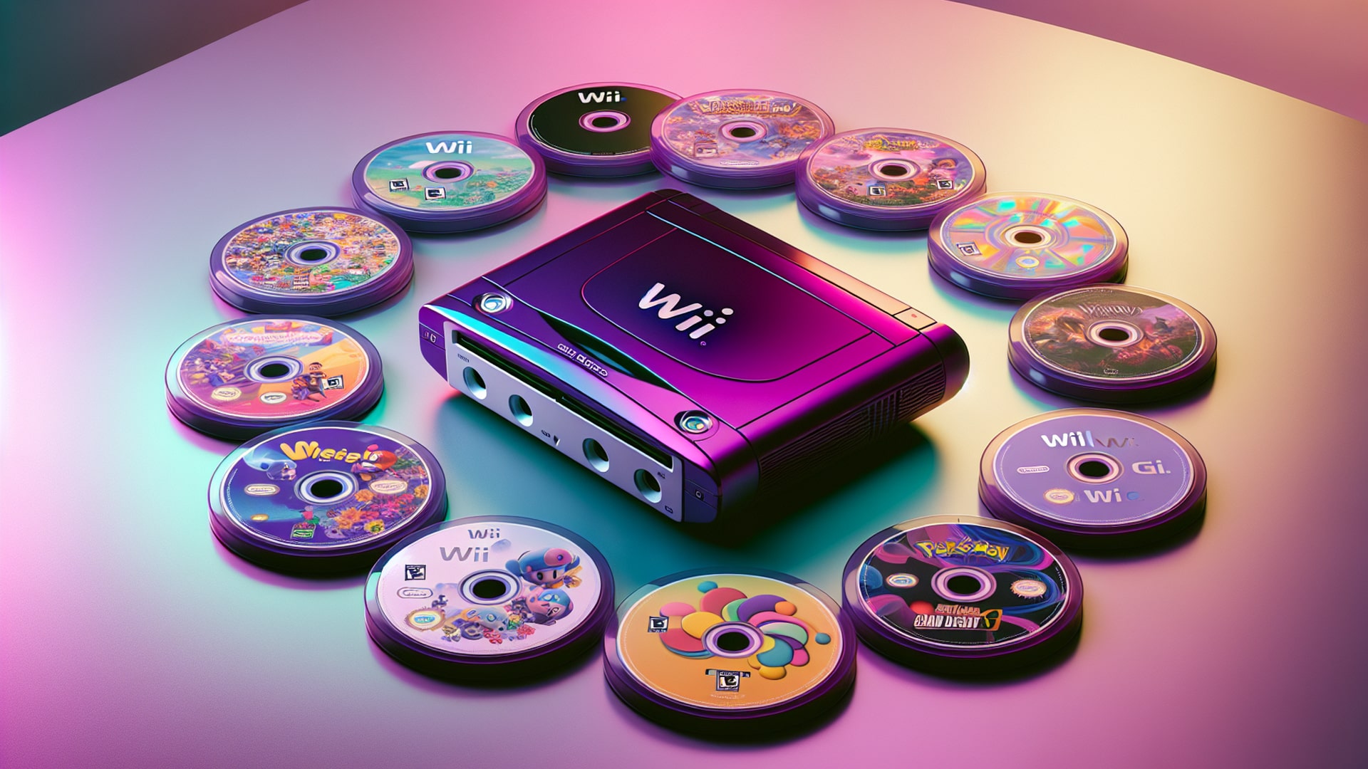 Diverse collection of Wii and GameCube titles displayed with Wiiboy Advance