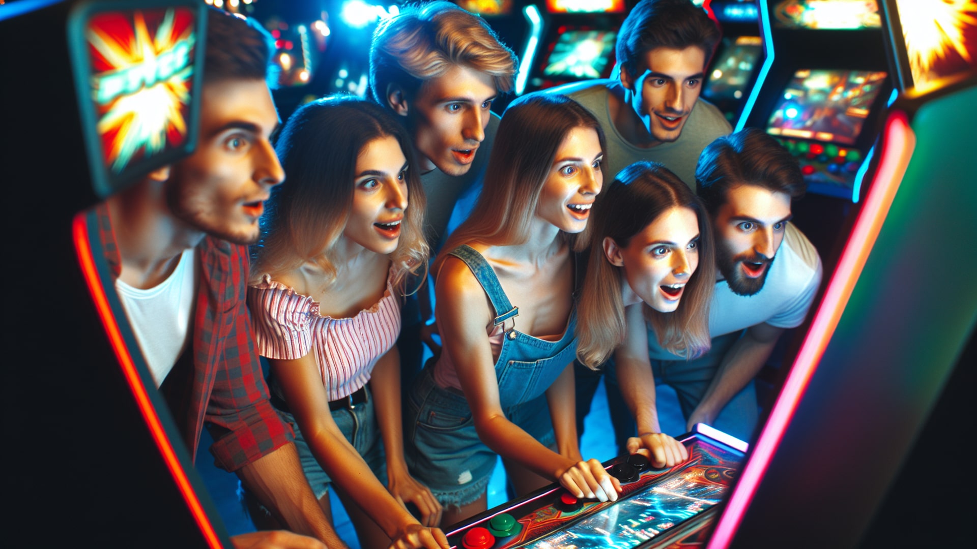 Exciting arcade gaming experience with friends