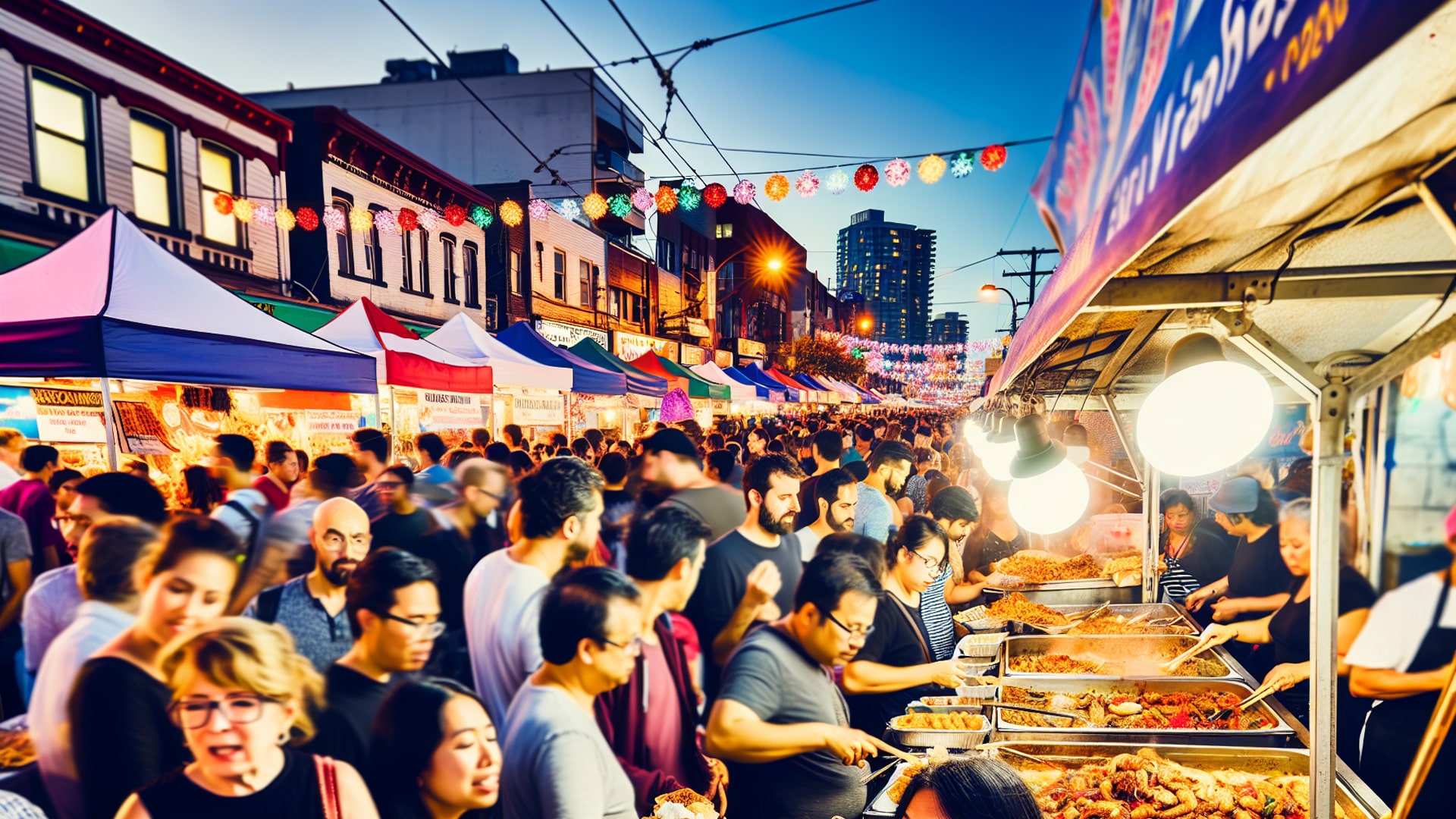 Delicious street food market with a variety of culinary delights