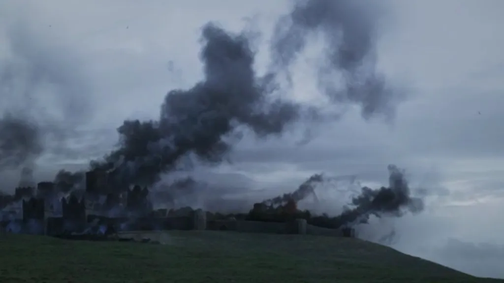 Depiction of Winterfell falling in Game of Thrones