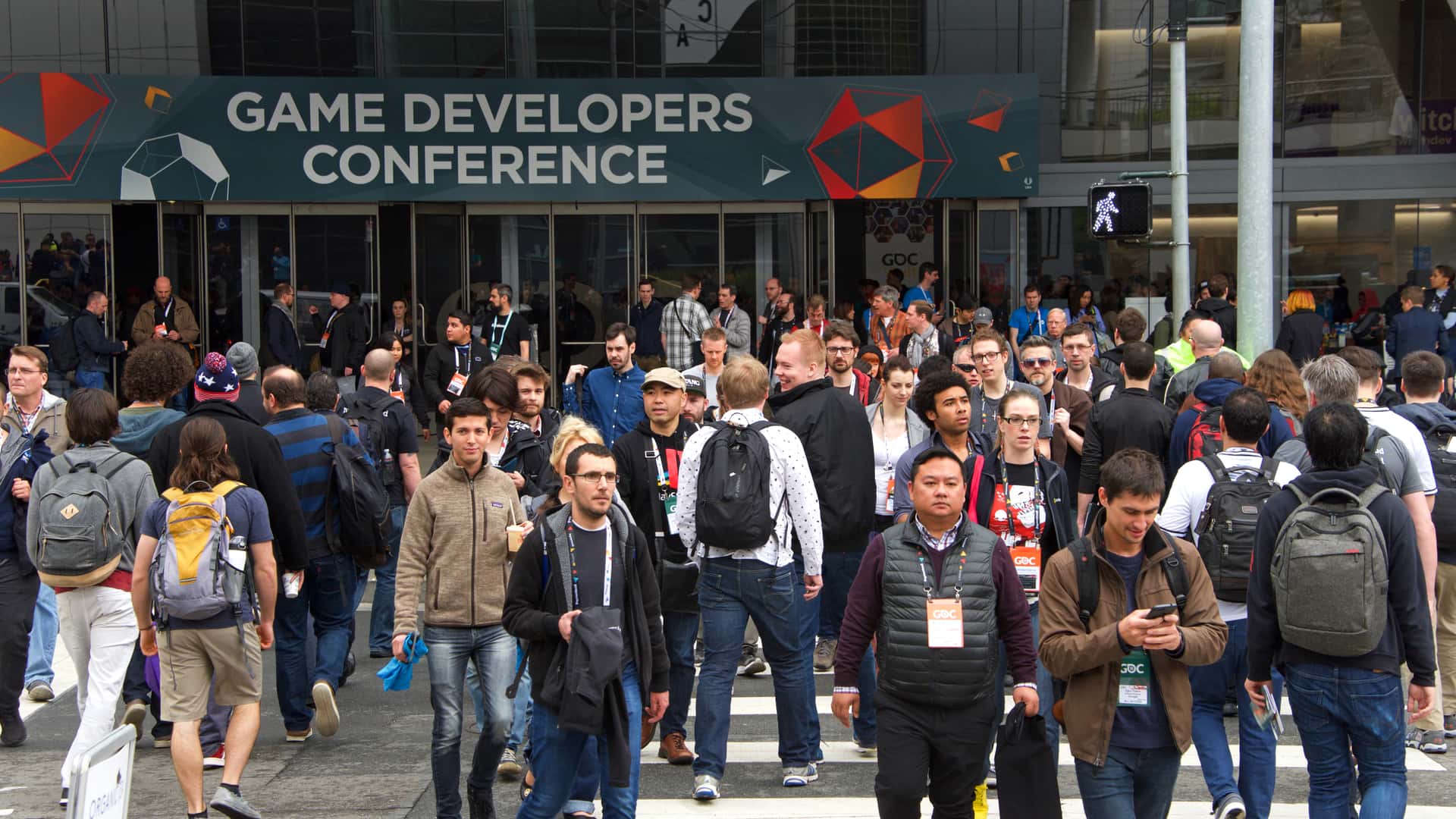 Group of game developers networking at GDC 2023