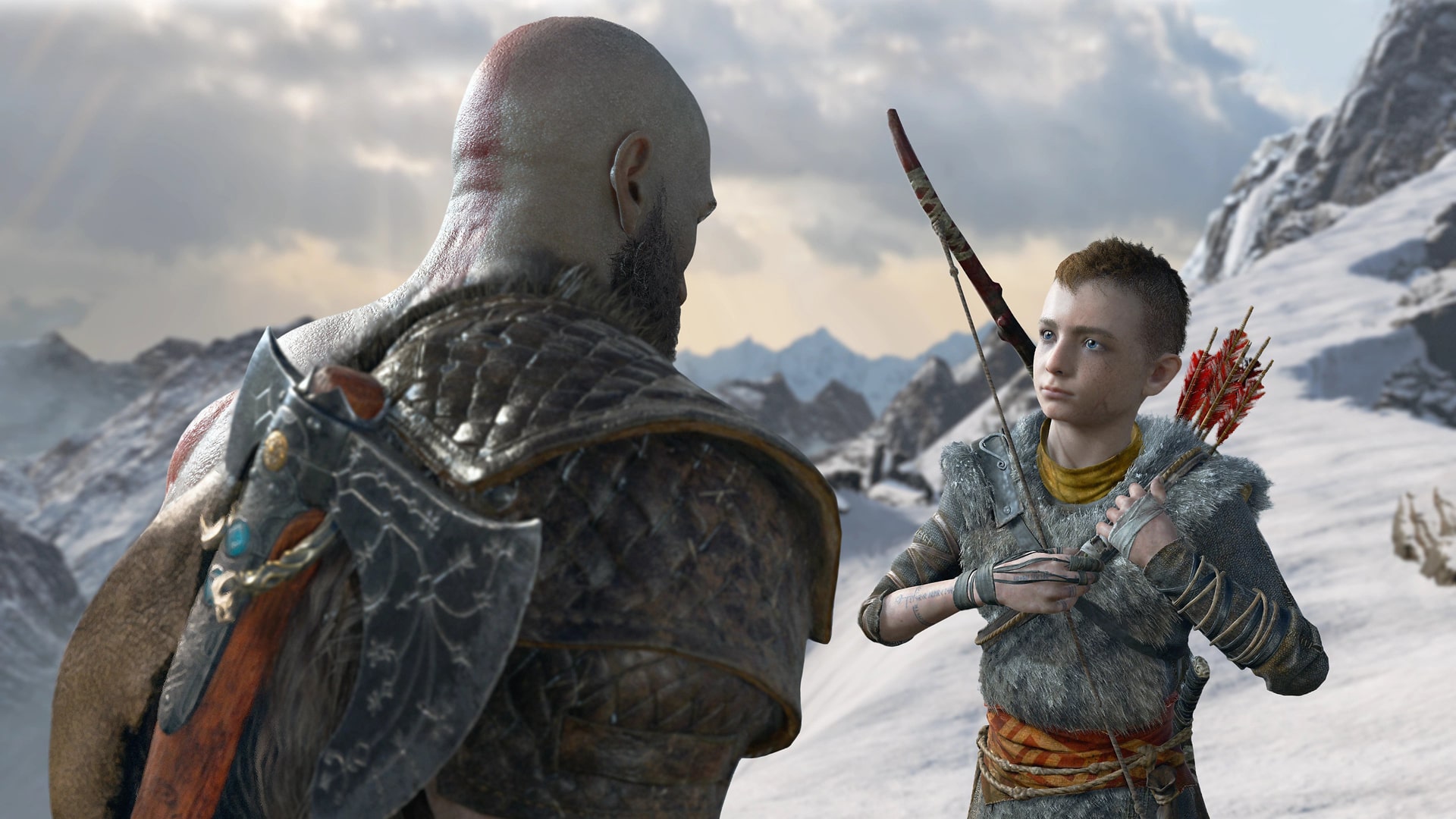 Screenshot of 'God of War' gameplay featuring Kratos and Atreus, highlighting the game's graphics on Mac.