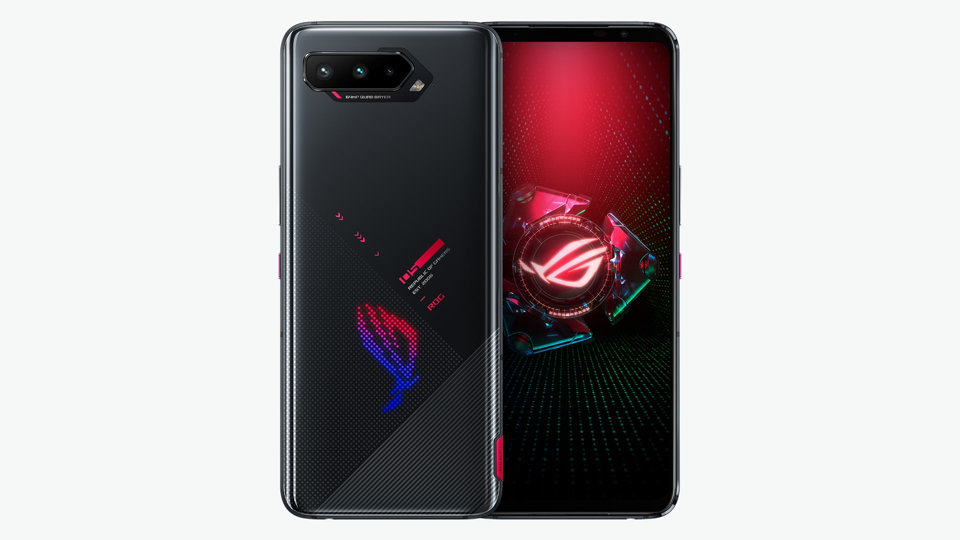 ASUS ROG Phone 5 displayed, showcasing its gaming-centric design and features