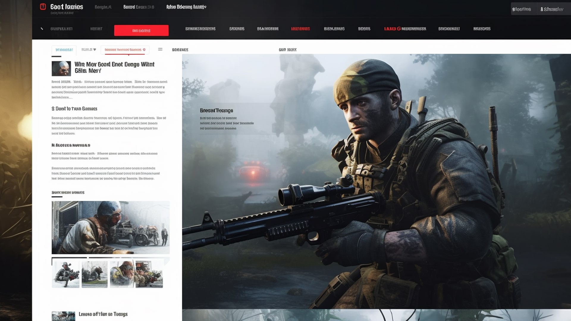 Gaming News Aggregator Website Interface Screenshot of a gaming news aggregator website with latest gaming updates.