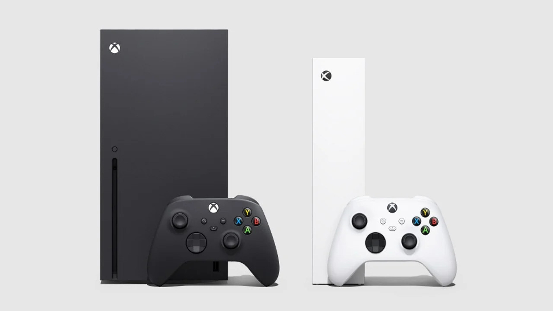 Side-by-side comparison of Xbox Series and Xbox One consoles