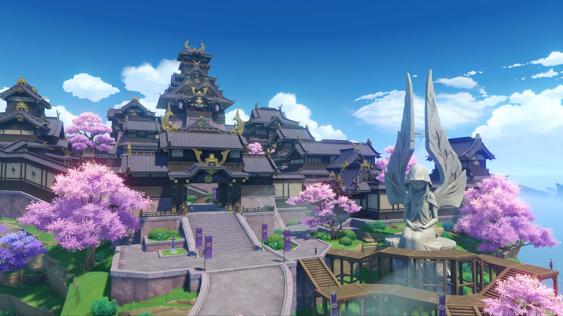Picturesque landscape from Genshin Impact, showcasing the game's stunning virtual environment