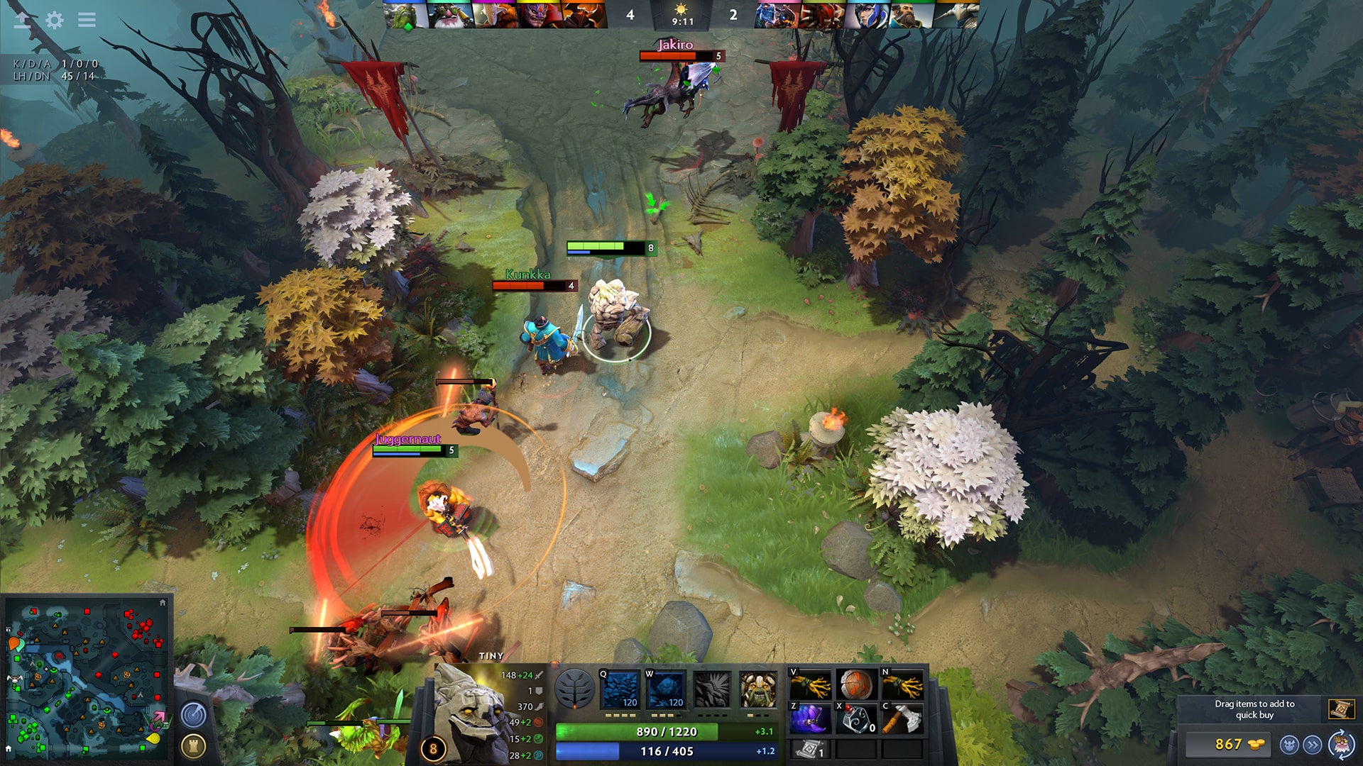 Epic clash of heroes in a Dota 2 match