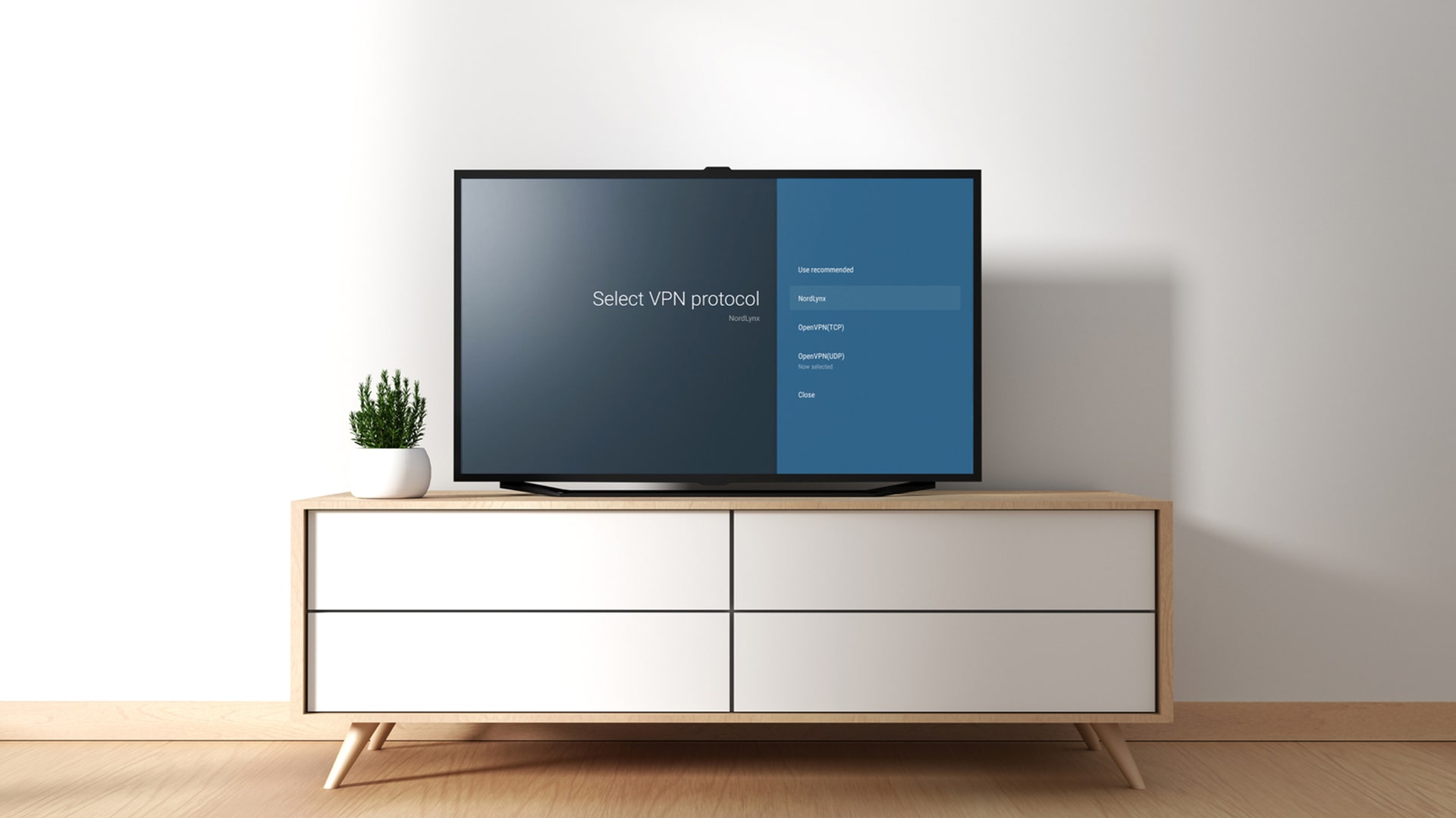 NordVPN Android TV App Server Selection Screen Interface of NordVPN app on Android TV showing server list