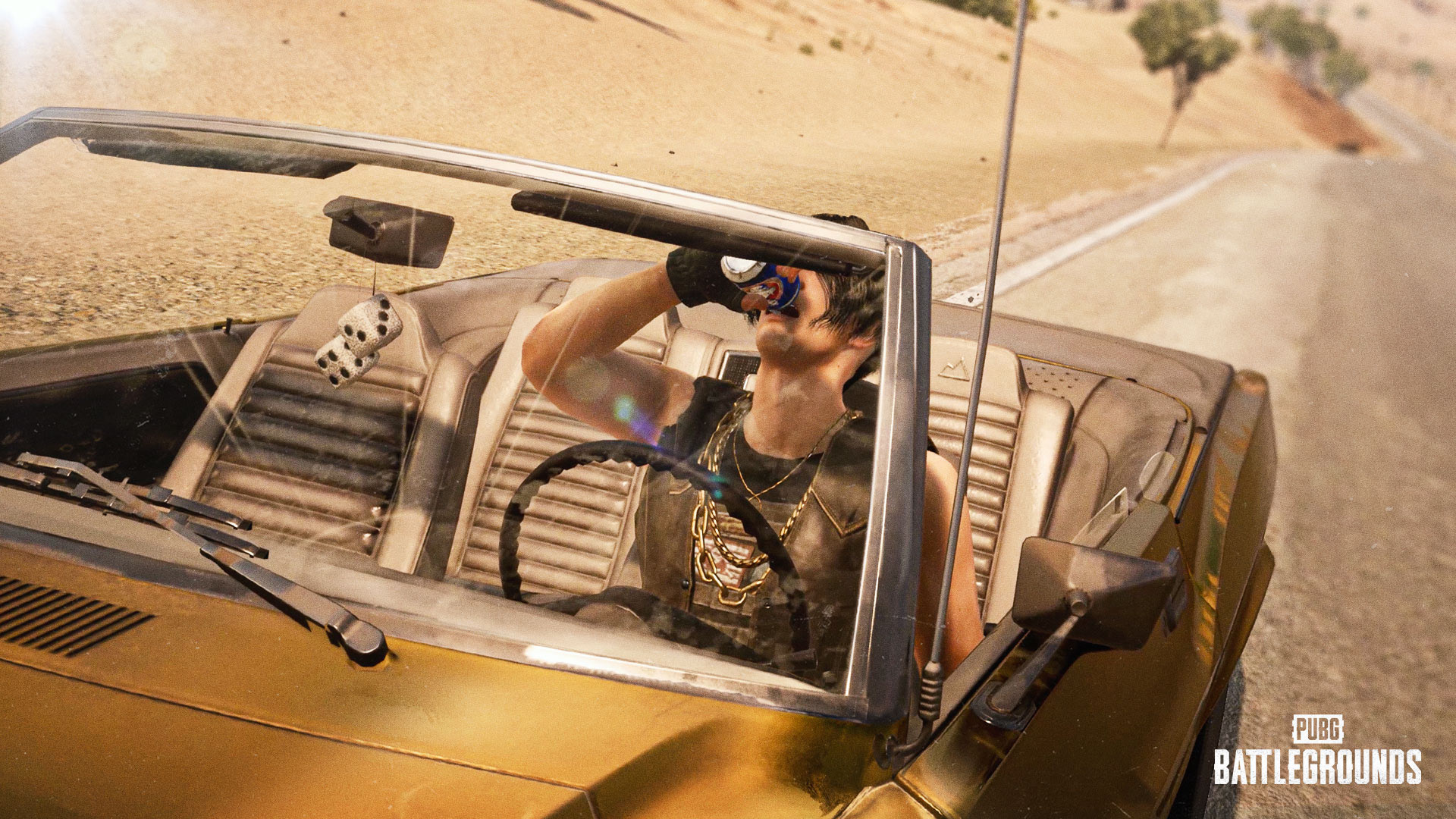 Screenshot of a car in PUBG Mobile game PUBG Mobile in-game car