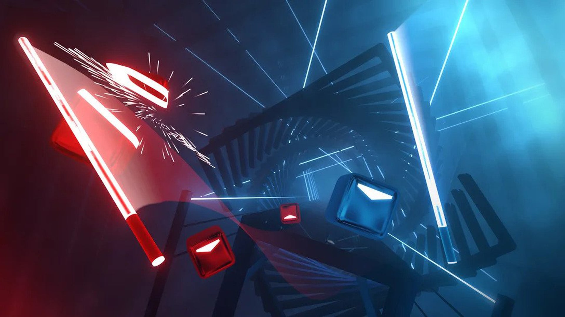 Screenshot from Beat Saber, a VR game on PS4