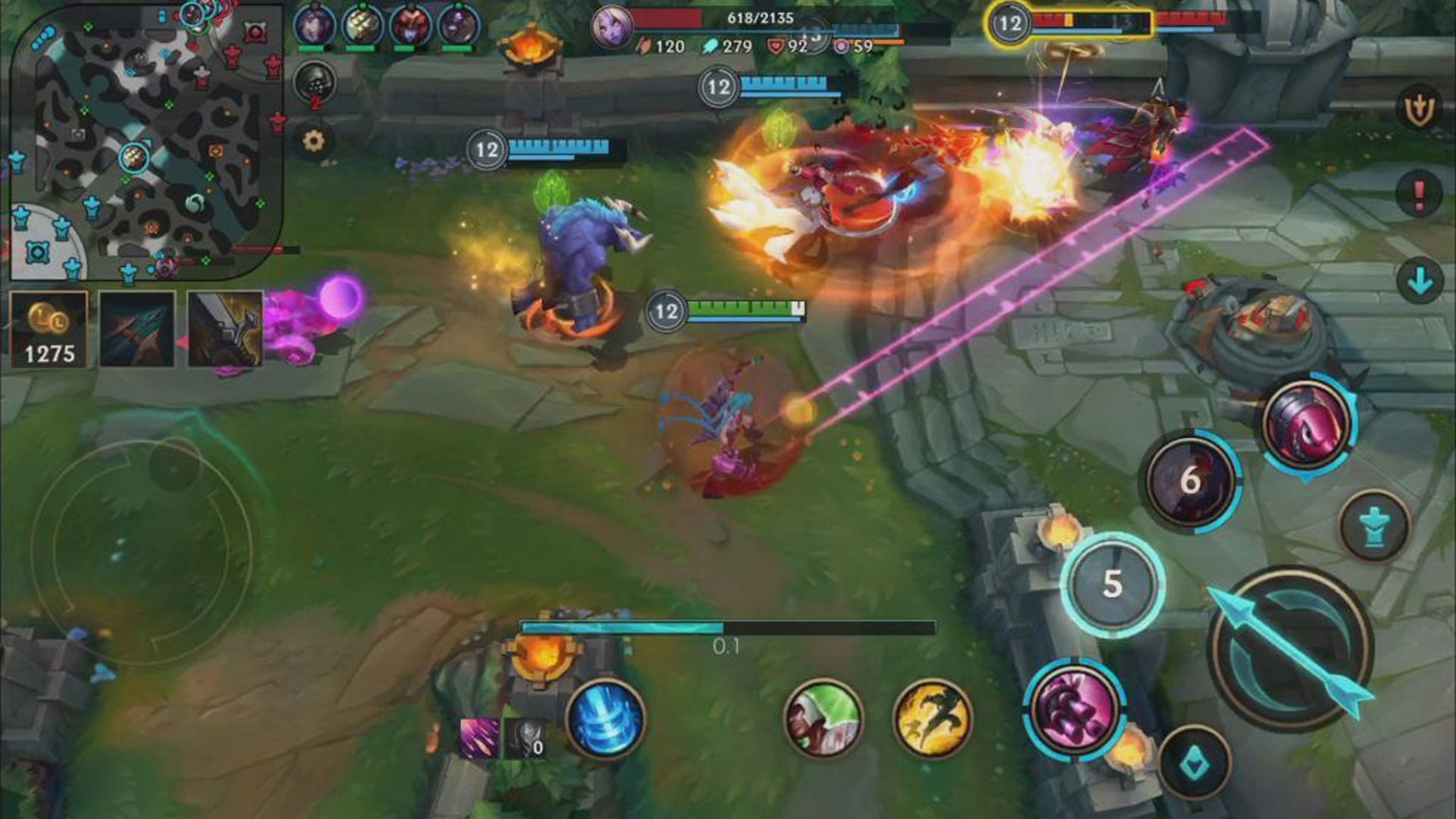 League of Legends Mobile gameplay showing a high-intensity battle on Summoner's Rift