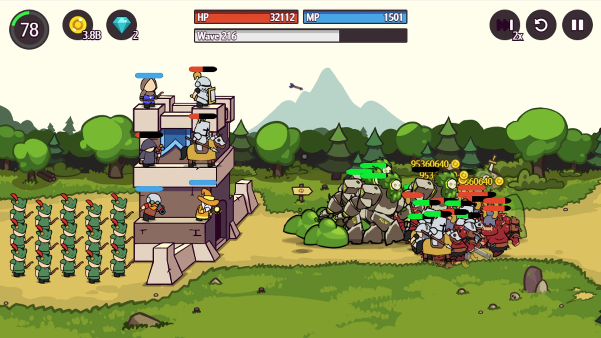 Intense castle defense scene from Castle Defender Saga, showcasing strategic gameplay to protect the kingdom