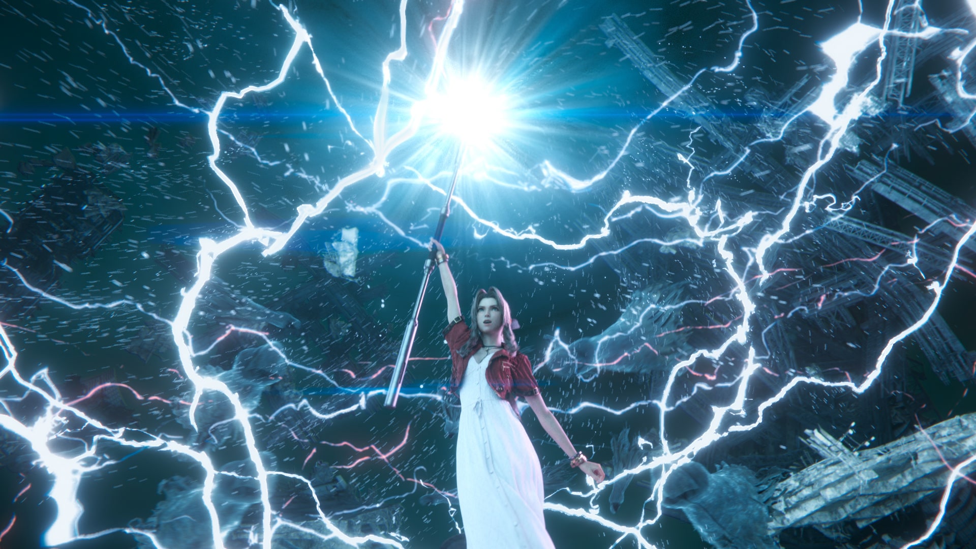 Aerith's magical prowess in Final Fantasy VII Rebirth Aerith casting magic in Final Fantasy VII Rebirth