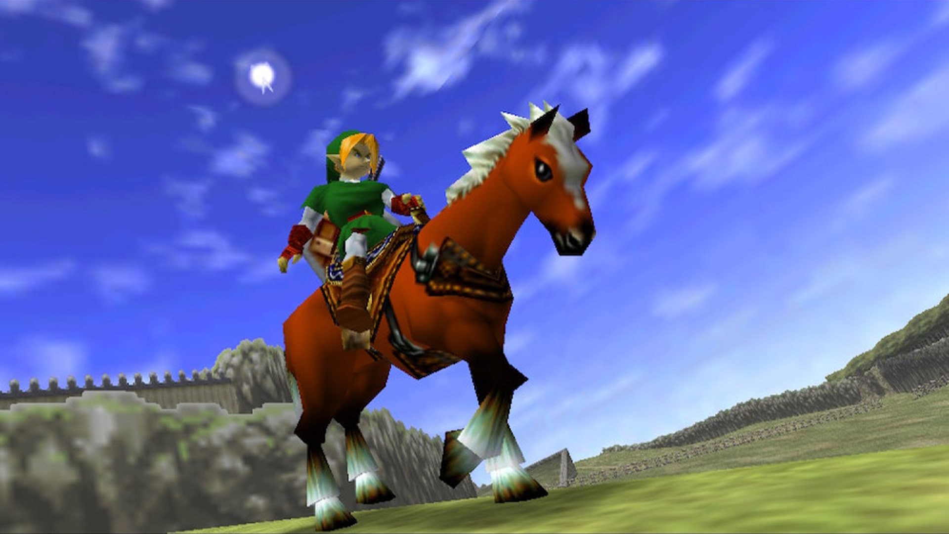 Link Riding Epona in The Legend of Zelda: Ocarina of Time