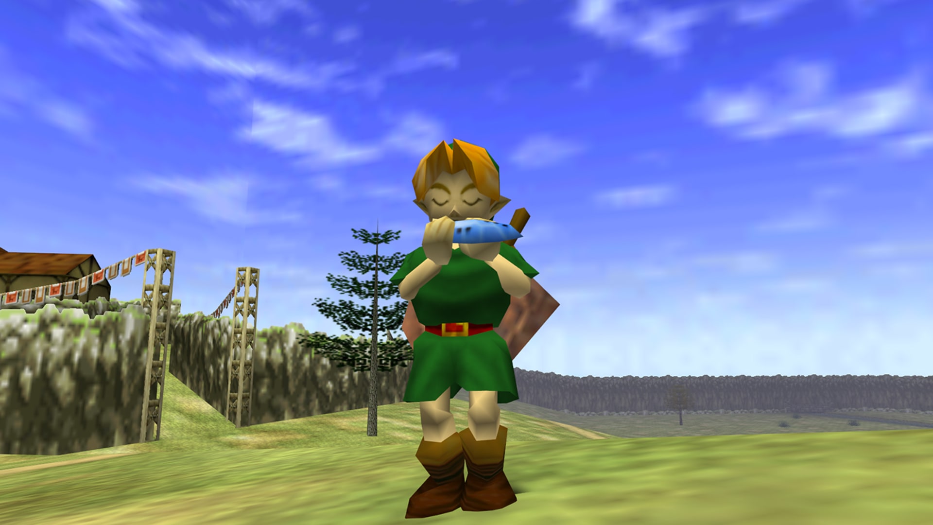 Link Playing the Ocarina in The Legend of Zelda: Ocarina of Time