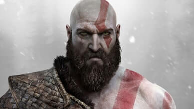 Scene from God of War game